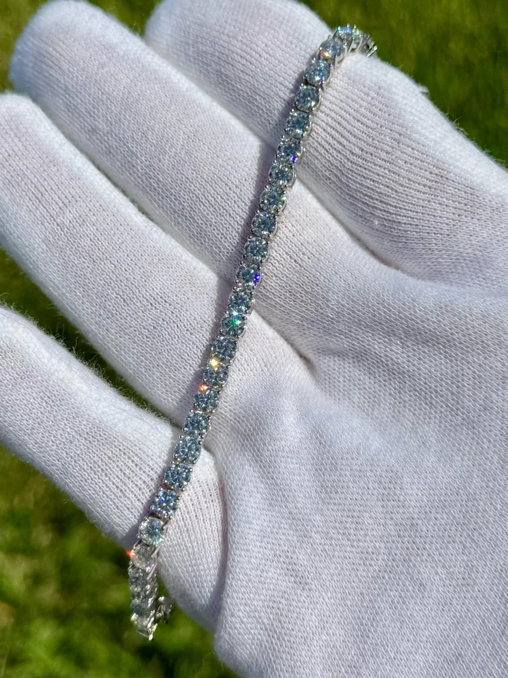 925 Silver, 12.6CTW Moissanite Tennis Bracelet - 7”